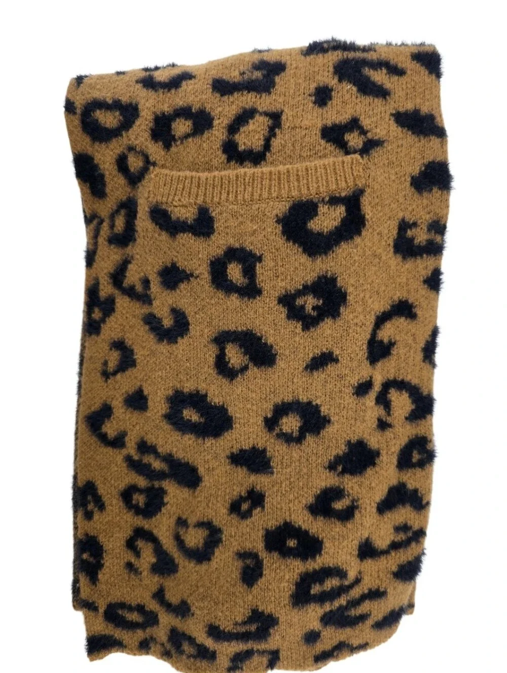 Knox Rose Leopard Open Front Fuzzy Soft Cardigan Women's Size Small Pockets